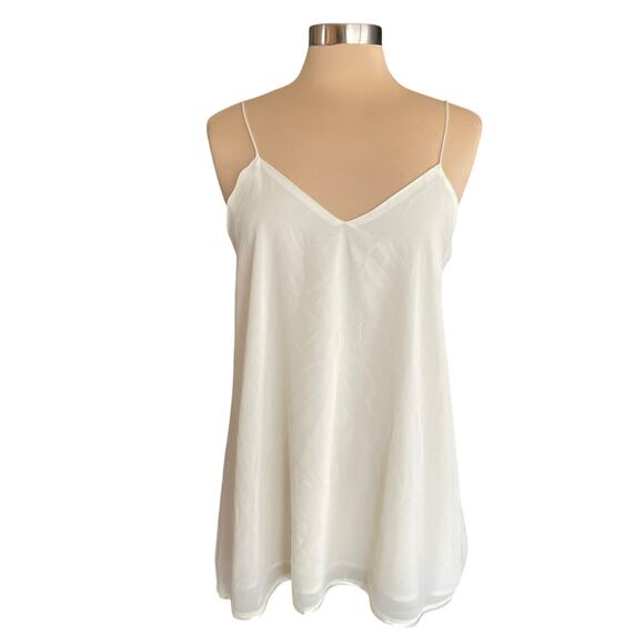 Umgee Cream Chiffon Flowy Cami Tank MEDIUM Spaghetti Straps Cottage Romantic - Picture 1 of 8